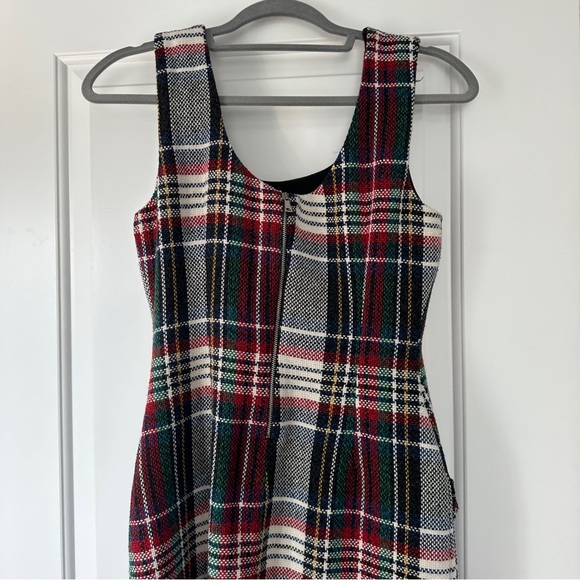 Zara Trafaluc Holiday Lined  Mini Dress Squared Design Tartan Check Tweed  Dress - Picture 6 of 7